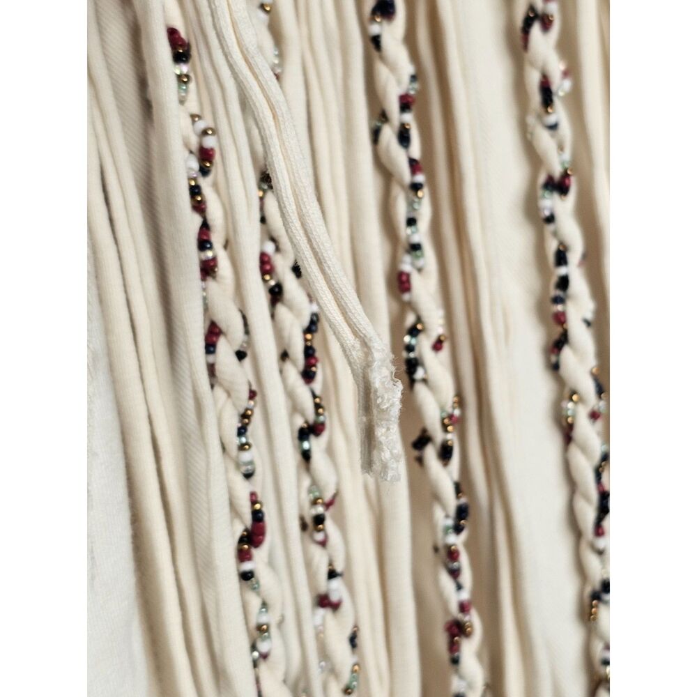 Zara Fringe Western Beaded Boho Button Front Festival Jacket Medium - Picture 10 of 16